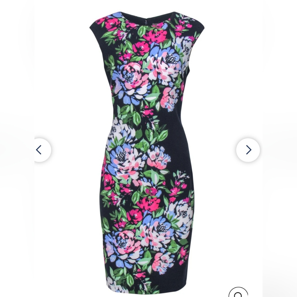 Vince Camuto Navy Floral Sheath Dress‎